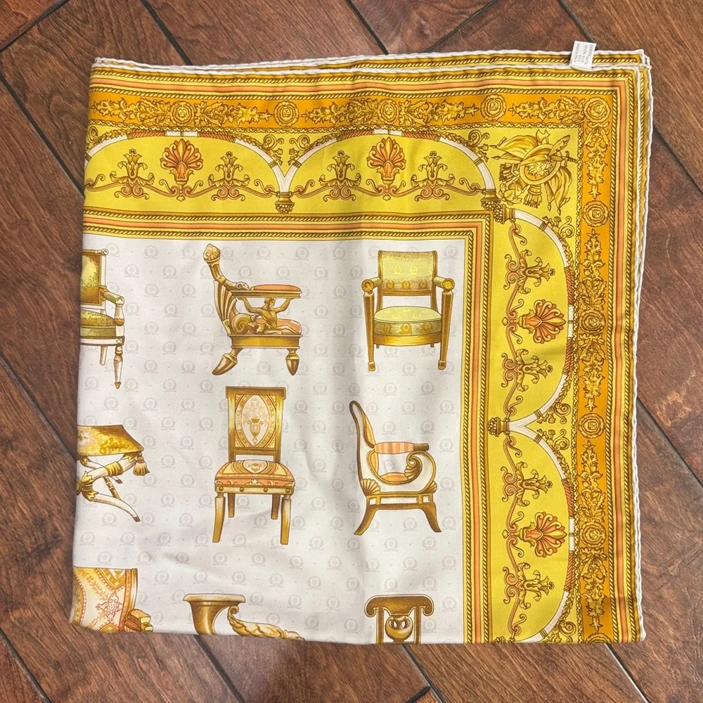 Gucci Silk Vintage Yellow and Ivory Decorative Scarf 34” - Picture 7 of 7